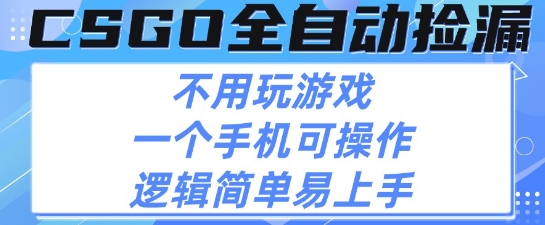 CSGO自动捡漏项目，最新独家玩法，不用挂G不用玩游戏，一个手机即可操作，新手小白轻松月入1W+【揭秘】-连烟牍库