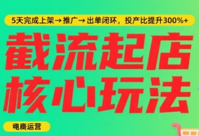 淘宝截流快速起店玩法，掌握暴力快速起店的流程，5天完成上架-推广-出单闭环-连烟牍库