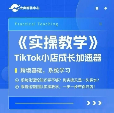 大卖家孵化中心TikTok实操课，TikTok小店成长加速器，跨境基础系统学习，一步一步带你开店-连烟牍库