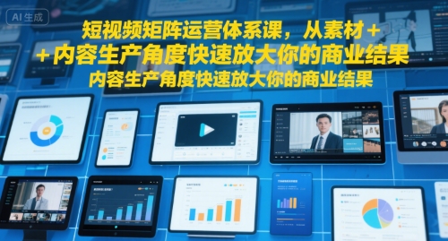 短视频矩阵运营体系课，从素材+内容生产角度快速放大你的商业结果-连烟牍库