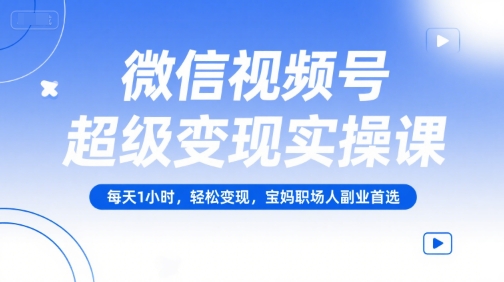 微信视频号超级变现实操课，每天1小时，轻松变现，宝妈职场人副业首选-连烟牍库