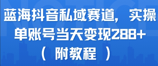 蓝海抖音私域赛道，实操单账号当天变现288+(附教程)-连烟牍库