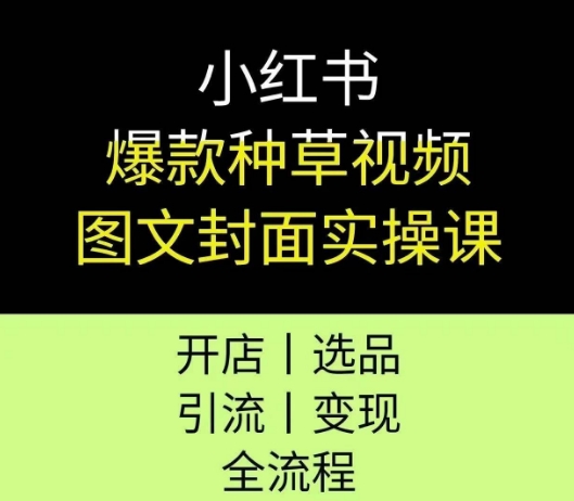 小红书爆款种草视频图文封面实操课，开店、选品、引流、变现全流程-连烟牍库