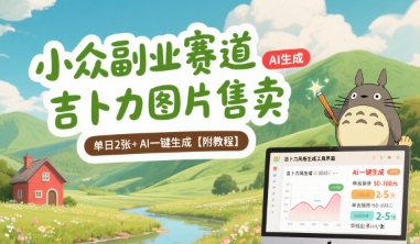 小众副业赛道 吉卜力图片售卖 单日2张+ AI一键生成【附教程】-连烟牍库