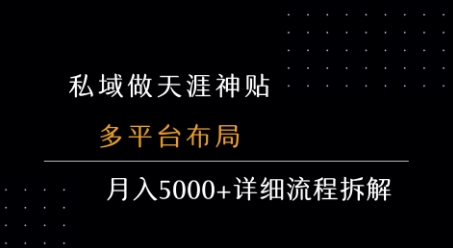 私域做天涯神贴 多平台布局 月入5k+详细流程拆解-连烟牍库