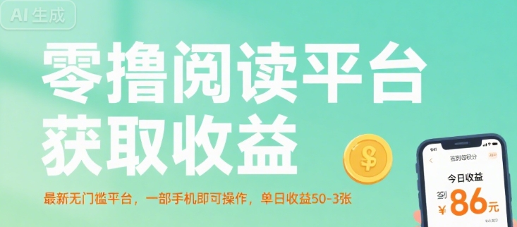 零撸阅读平台获取收益，最新无门槛平台，一部手机即可操作，单日收益50-3张【揭秘】-连烟牍库