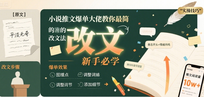 小说推文爆单大佬教你最简单的改文方法实操课，新手必学-连烟牍库